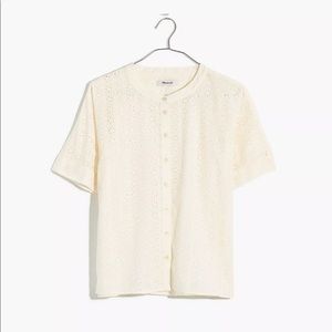 Madewell boxy crop eyelet button up